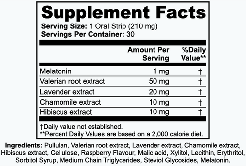 Supplement facts label with ingredients and serving size details